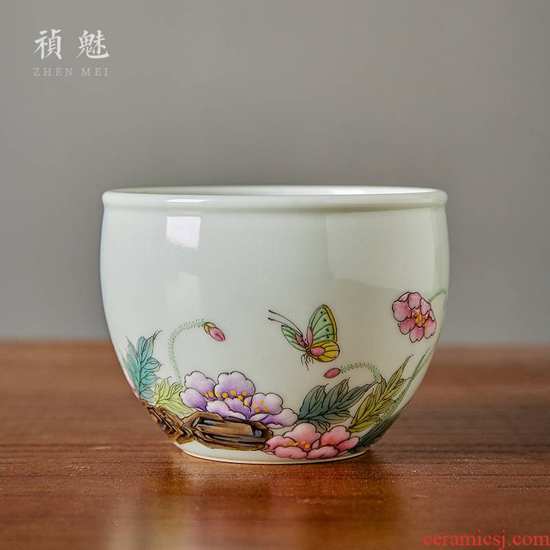 Shot incarnate the cup of jingdezhen ceramic hand - made pastel cylinder manually kung fu tea set personal sample tea cup master cup single CPU