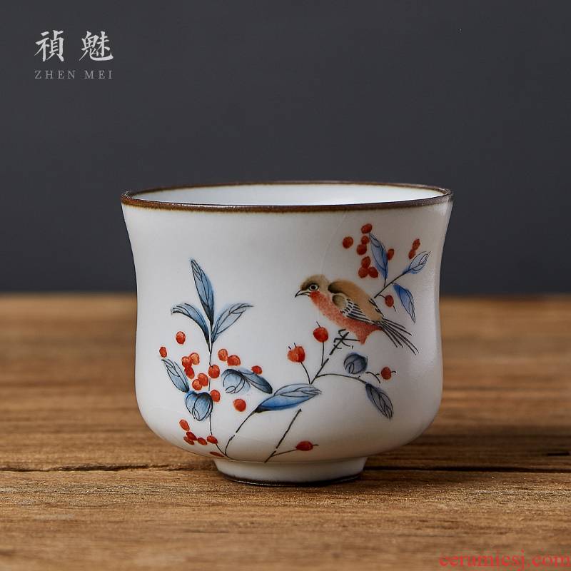Shot incarnate your up on hand - made painting of flowers and a cup of jingdezhen ceramic kung fu tea master sample tea cup cup personal single CPU