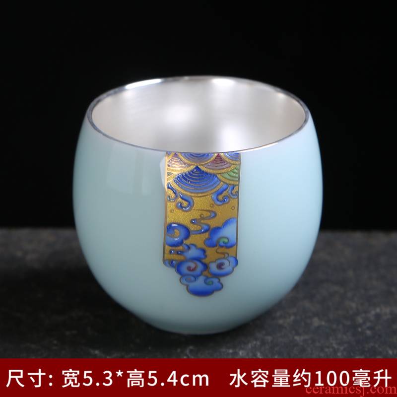 Paint manual kung fu tea master cup single CPU ceramic sample tea cup large white porcelain pu 'er celadon cup accessories
