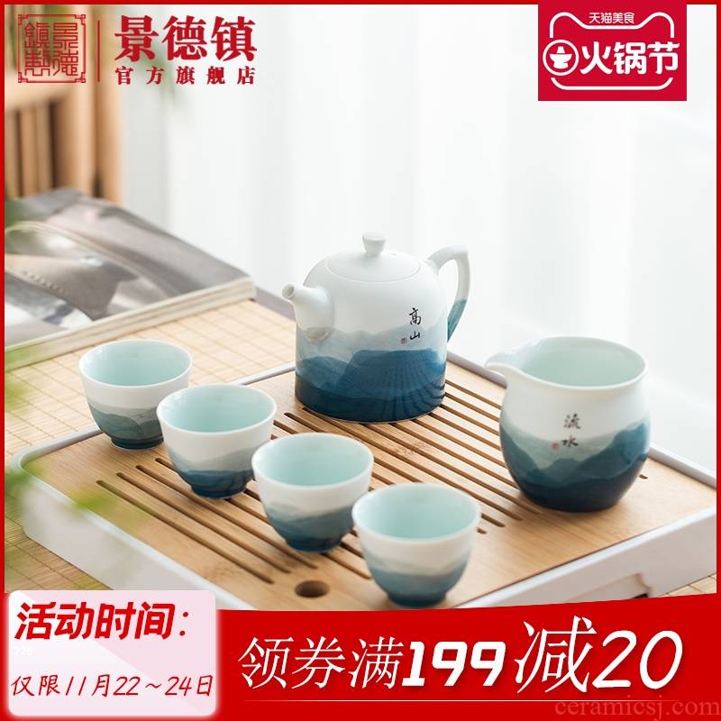 Jingdezhen flagship store hand - made natural wind instruments of household ceramic little teapot tea tea set