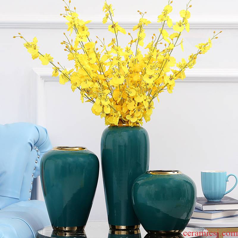 Light modern European - style key-2 luxury ceramic vases, sitting room porch ark, TV ark, creative decorations dry flower arranging flowers is placed