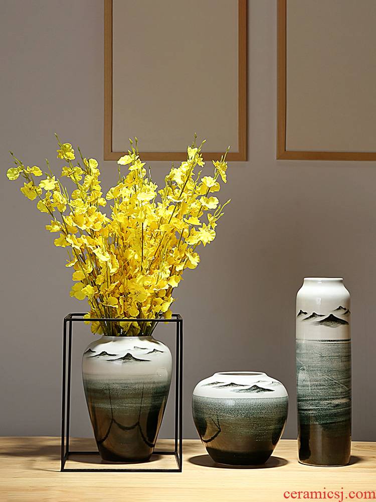 Jingdezhen ceramics vases, I and contracted sitting room porch decoration of the new Chinese style furnishing articles dried flowers flower arrangement suits for