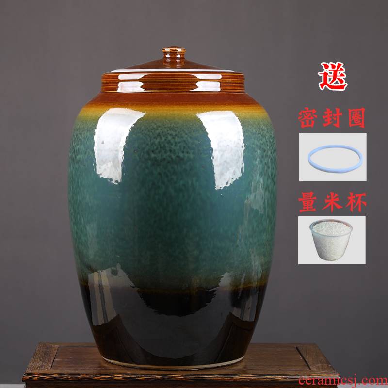 Jingdezhen ceramic barrel 50 kg pack ricer box oil cylinder water pickles meat with cover seal caddy fixings storage tank