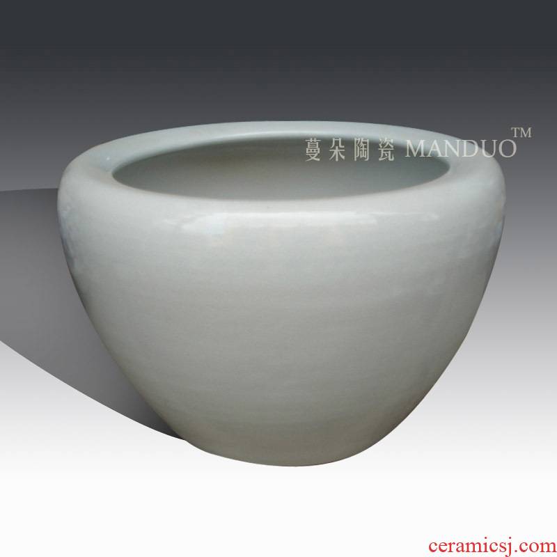 Jingdezhen white open crack glaze ceramic cylinder elder brother up with porcelain, white fish painting porcelain cylinder