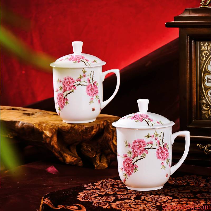 Red xin jingdezhen gift cups with cover ceramic big office suit to the CPU