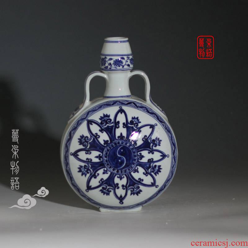 Ears best flat treasure gourd vase phase blue and white gourd gourd vases, flower dragon porcelain vase
