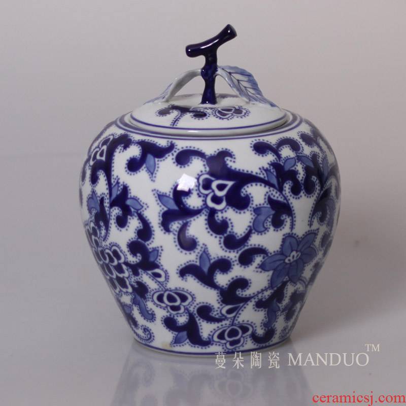 Jingdezhen porcelain apple porcelain jar of blue and white porcelain jar porcelain tanks tanks' lads' Mags' including nuts