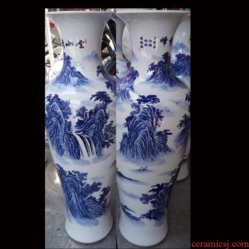 Jingdezhen blue and white flowers classical furnishings vase full 1 m sitting room furnishings simple big vase