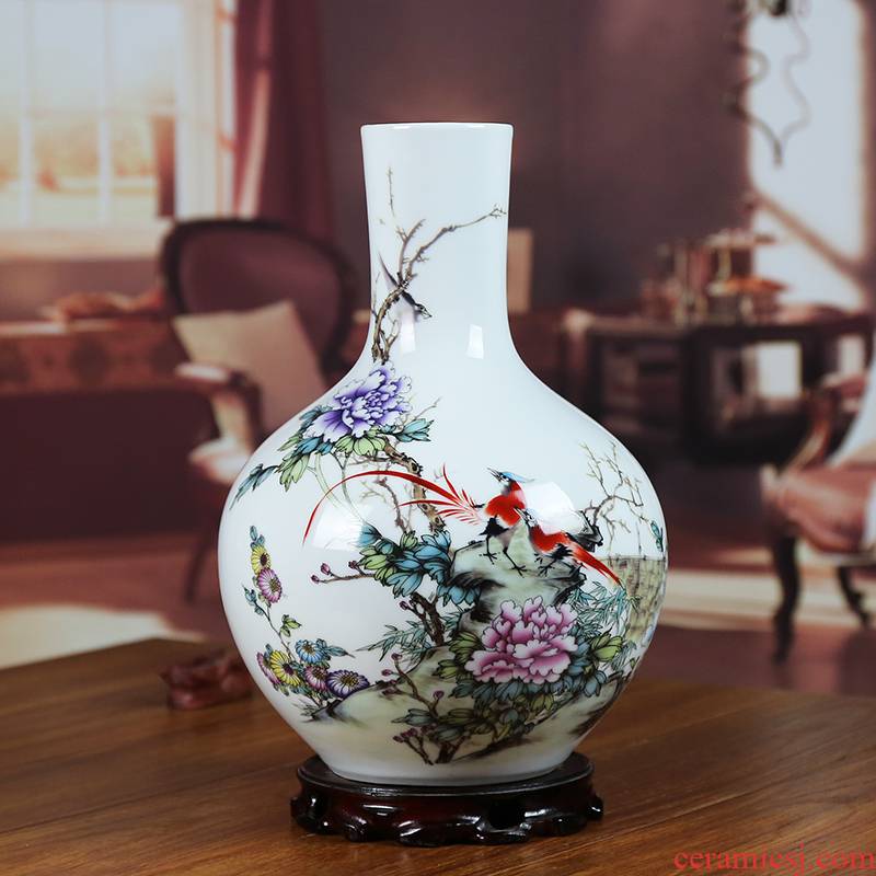Jingdezhen ceramics powder enamel vase painting of flowers and a bottle of household craft ornaments sitting room housewarming furnishing articles wedding presents