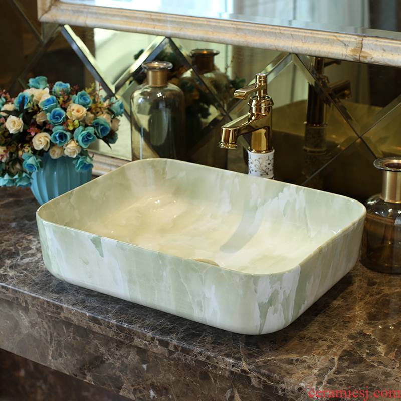 Basin art ceramics on the rectangle Europe type restoring ancient ways sink imitation marbled bathroom sinks