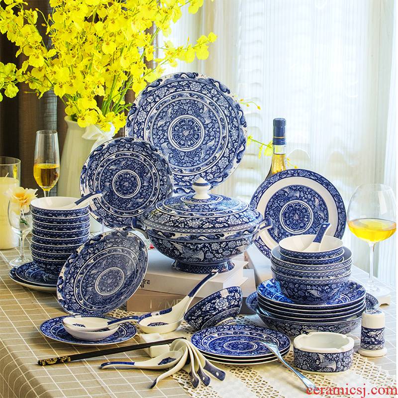 Yuan blue and white porcelain tableware antique dishes suit red xin jingdezhen blue and white com.lowagie.text.paragraph 70 phoenix ceramic tableware