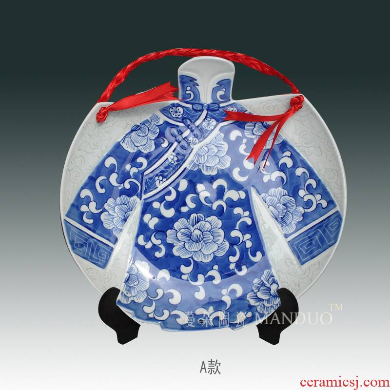 Jingdezhen blue and white cheongsam hand - made decorative porcelain its character decorative porcelain porcelain hanging blue and white, thanks