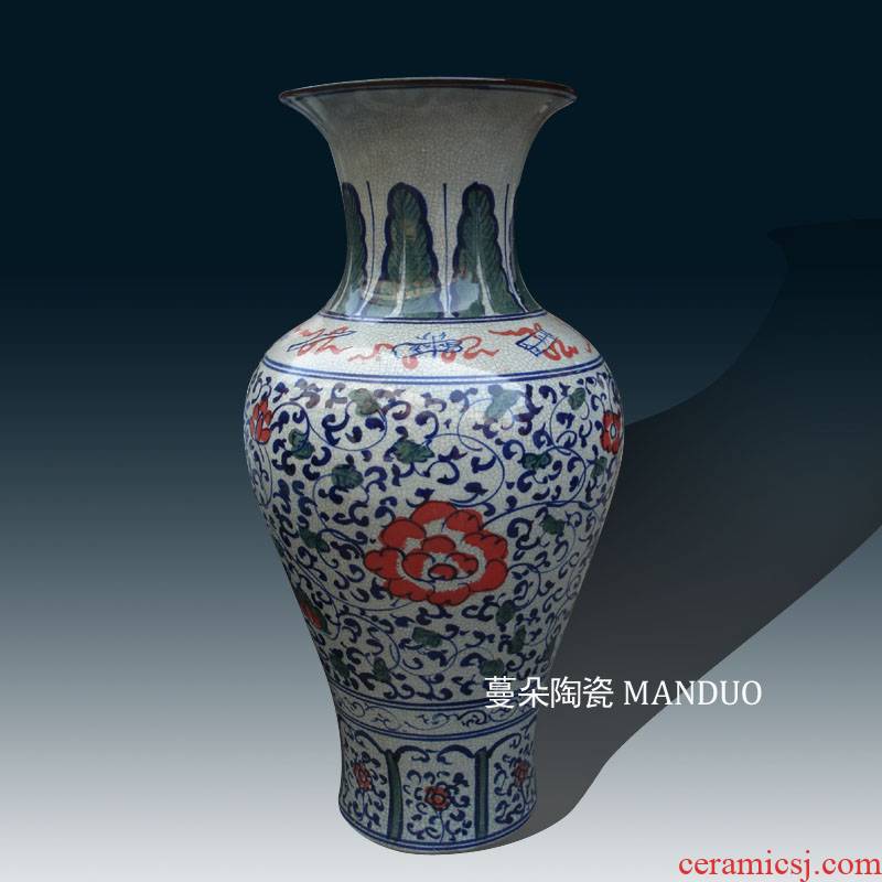 Jingdezhen blue and white porcelain archaize crack porcelain vases Chinese style classical style that occupy the home to decorate display vase