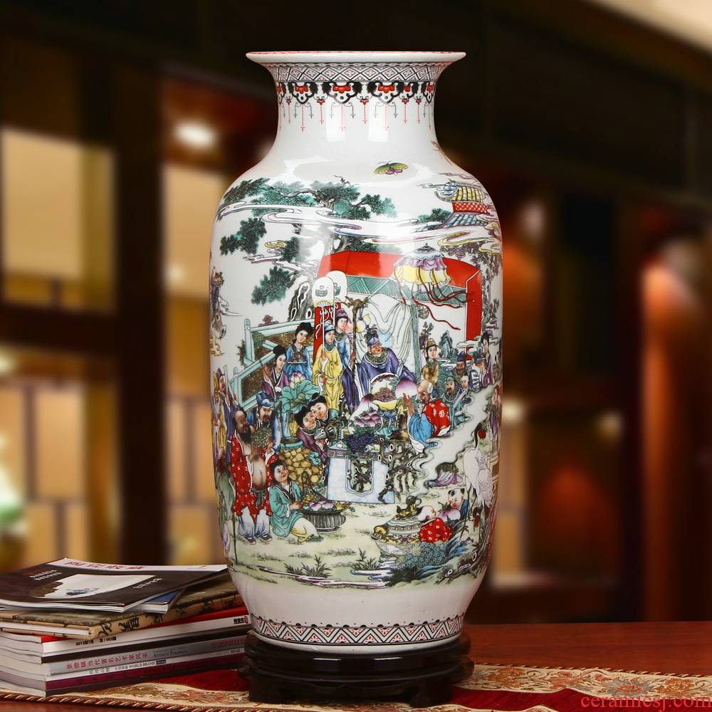 Archaize of jingdezhen ceramics powder enamel flat peach will idea gourd of large vases, Chinese style household crafts are set