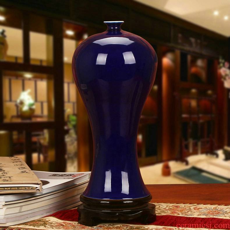 Jingdezhen ceramics high - end color glaze the blue glaze vase modern Chinese style classical study furnishing articles