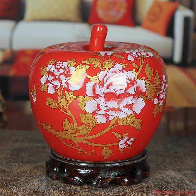 Jingdezhen ceramic vase China modern home furnishing articles sitting room red apples handicraft wedding gift