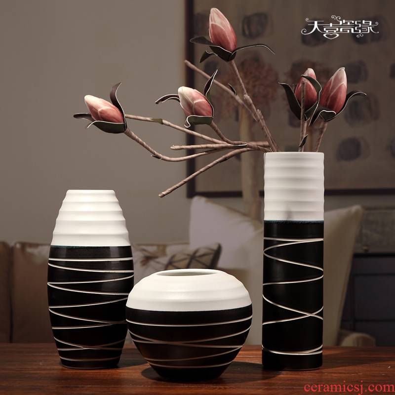 Jingdezhen ceramics three - piece vases, I and contracted household TV ark, furnishing articles sitting room adornment handicraft