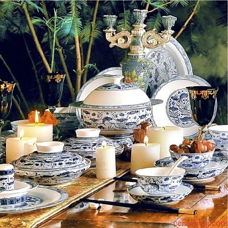Red xin jingdezhen suit bowl dish dish ceramic tableware archaize Ming xuande mackerel algal grain bulk sale