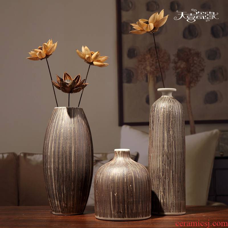 Jingdezhen ceramic vases, dried flowers, flower arrangement restoring ancient ways furnishing articles I sitting room porch TV ark, household soft adornment
