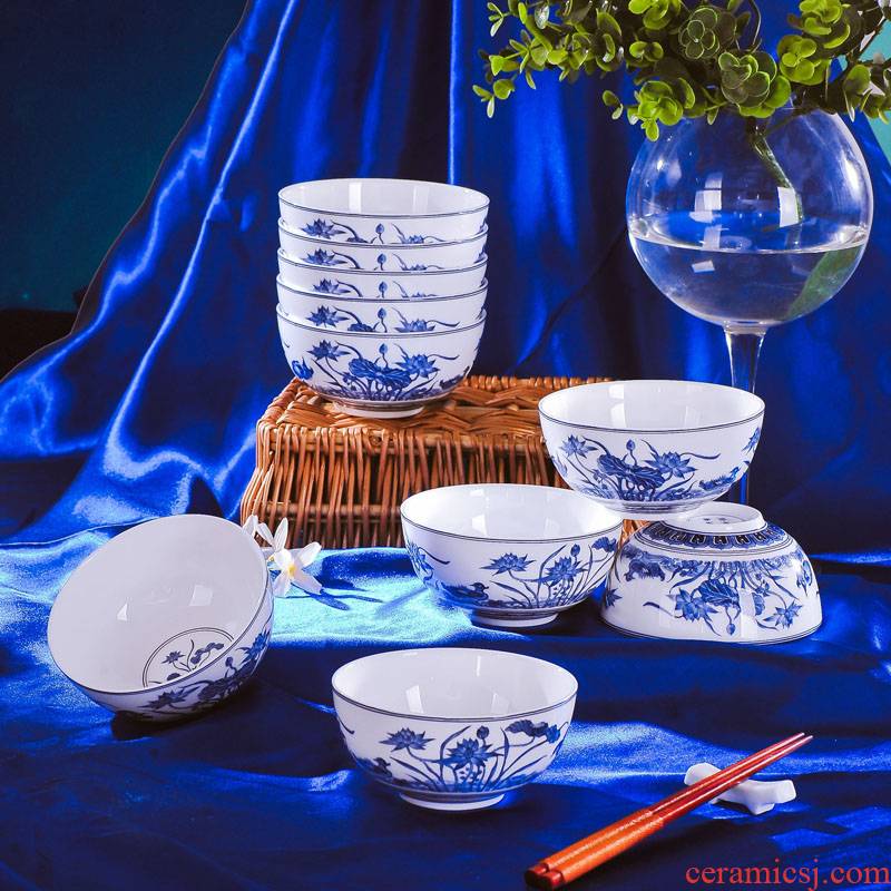 Red xin 6 rice bowls of blue and white porcelain porcelain jingdezhen ipads bowls small bowl bowl six loading