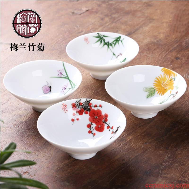 Jingdezhen porcelain hand - made master single CPU kung fu tea tea small glass ceramic cup tea, black tea cup