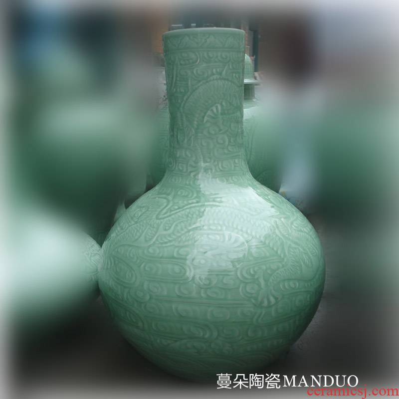 Jingdezhen manual its dragon wind celestial lotus flower porcelain vase 50 cm high decorative vase