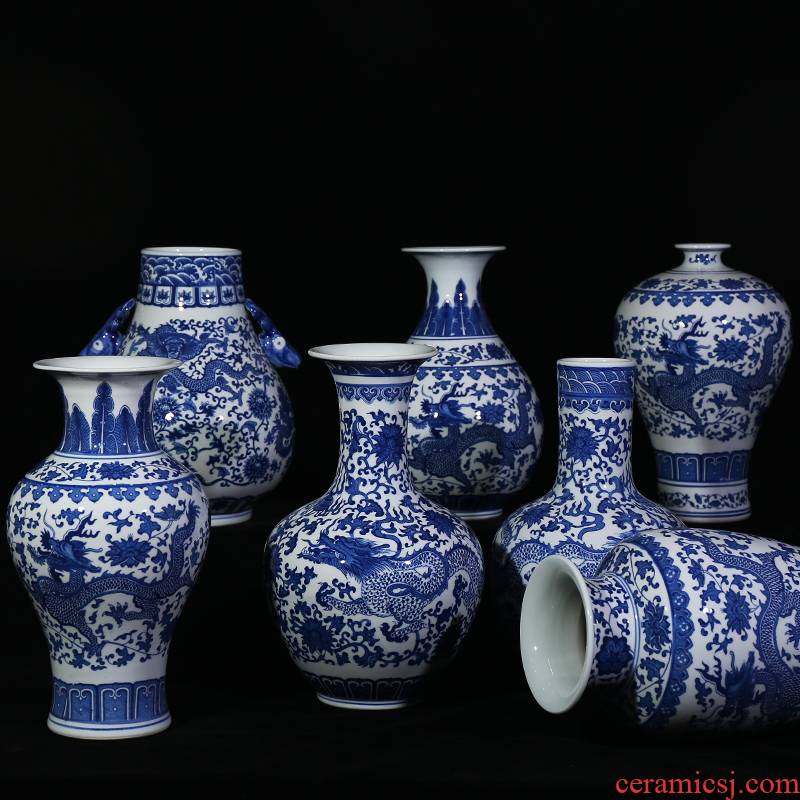 Jingdezhen ceramic vases, blue and white porcelain dragon I household contracted sitting room study place decorative arts and crafts