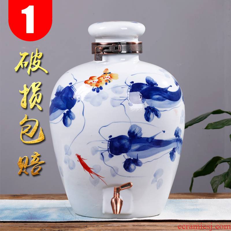 Creative 10 jins of liquor bottles of wine jar ceramic antique wine mercifully it household seal earthenware jar of 50 kg