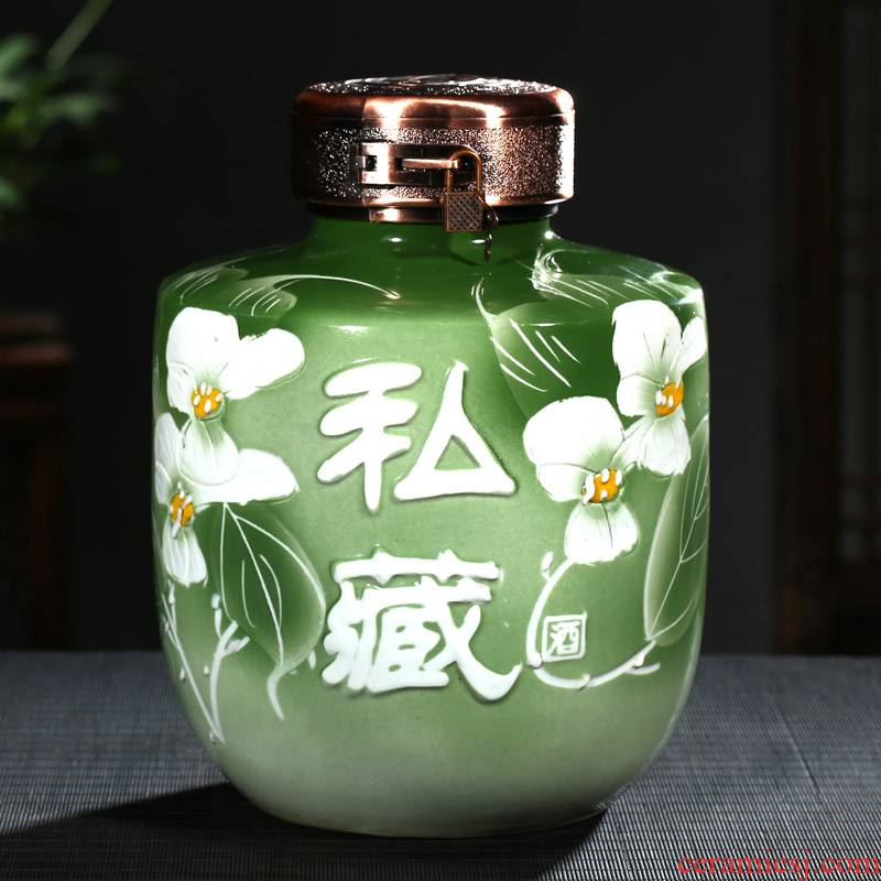 10 jins to jingdezhen ceramic jars carving possession of big bottle wine bottle wine altar wine furnishing articles to the lock