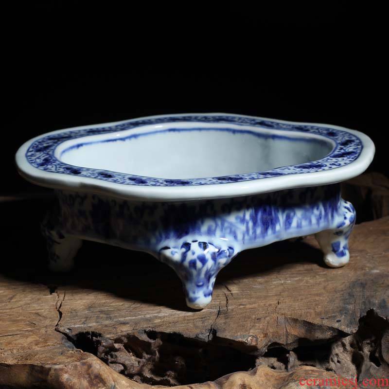 Jingdezhen abnormity four feet writing brush washer from classical ancient ceramic water up with oval compote