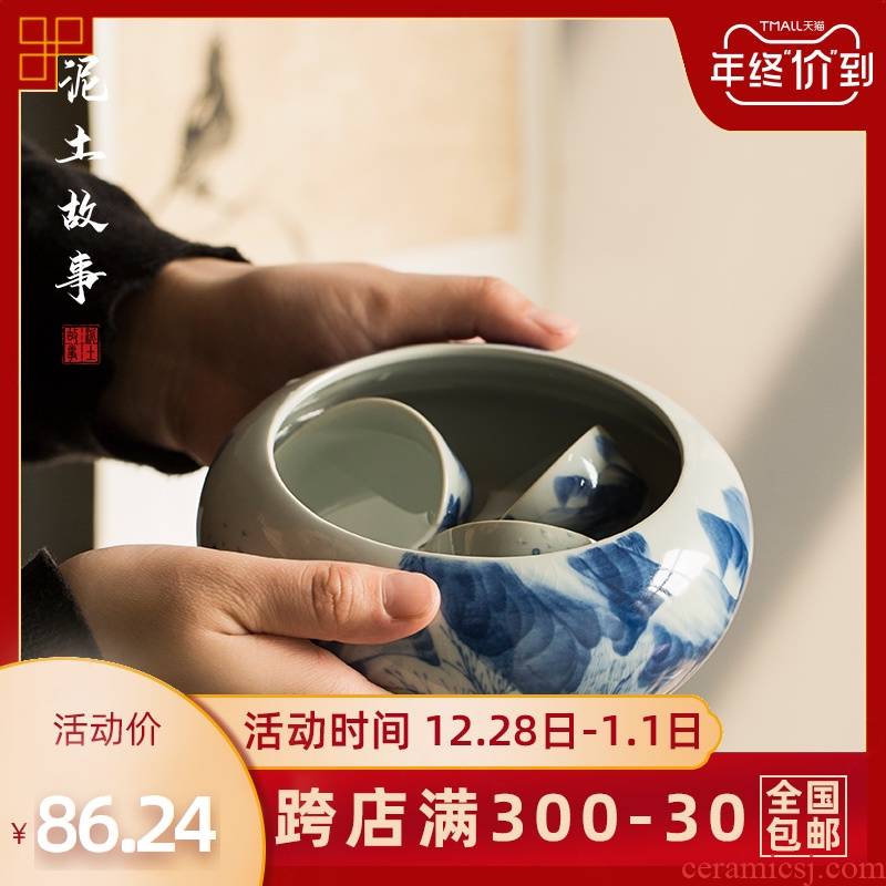 Chinese ancient celadon hand - made large tea in hot washing of cups to wash tank kung fu tea set ceramic tea taking of spare parts