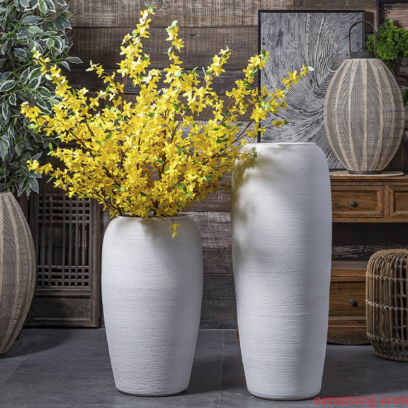 Jingdezhen ceramic big vase Nordic sitting room dry flower arranging flowers, white pottery decorative furnishing articles I and contracted landing