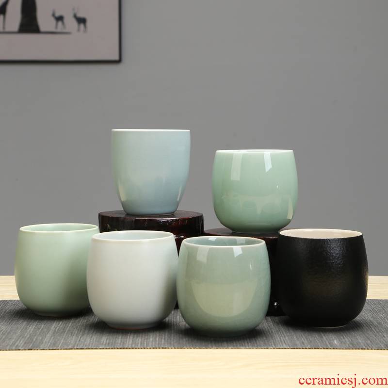 Ceramic cups large kung fu tea set your up single glass cup pot - bellied cup waist drum cup celadon masters cup cup