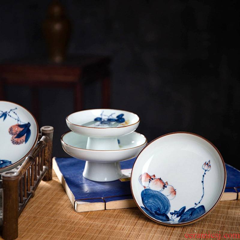 Snack plate ceramic high Snack plate of Chinese style restoring ancient ways tea tray was fruit bowl best tea saucer, Snack plate