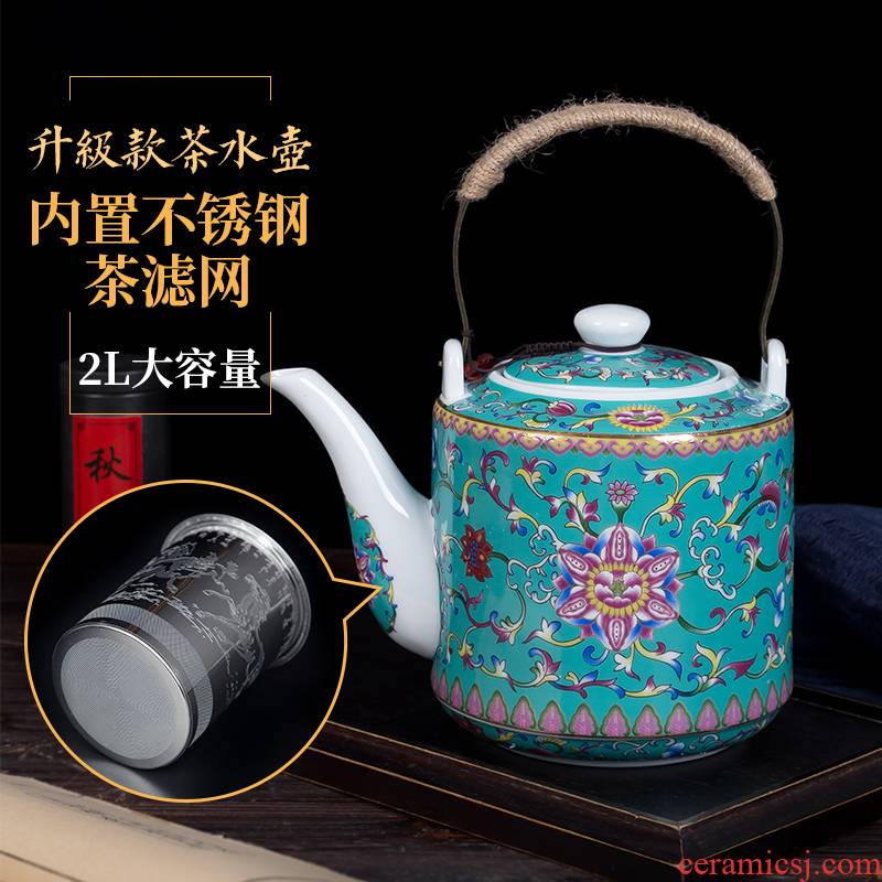 Cool ceramic kettle household of Chinese style old antique teapot high - temperature large capacity of the teapot colored enamel kettle