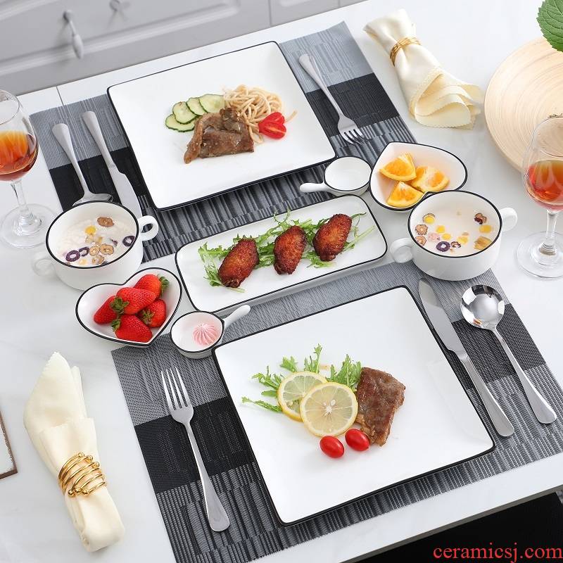 Eat western - style food tableware steak knife and fork dish suit European ceramics steak lovers home dinner plate full