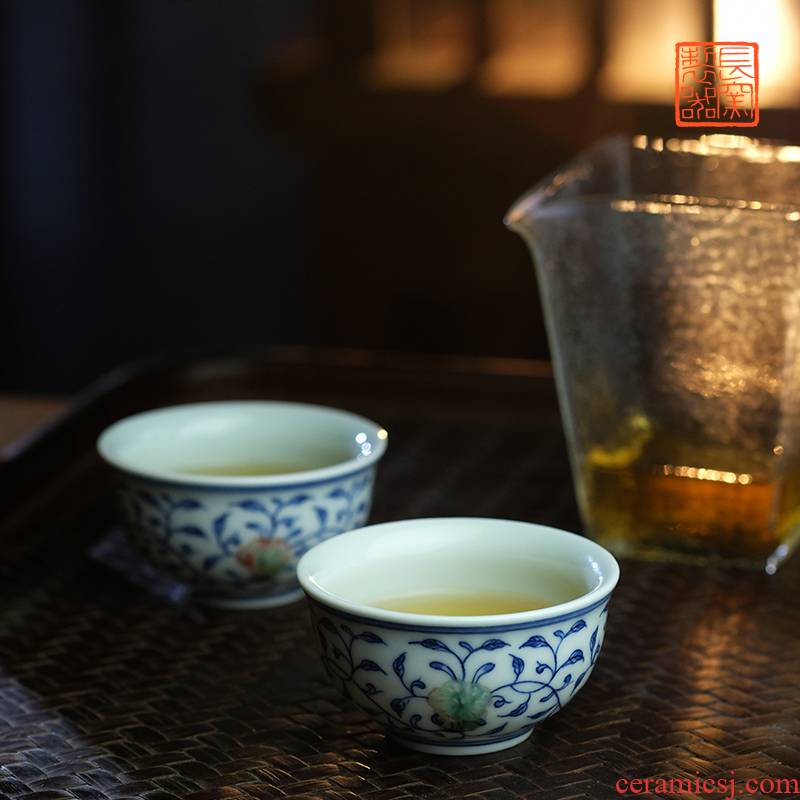 Offered home - cooked long up in blue and white youligong tangled branches grain making those hand - made teacup jingdezhen ceramic tea set by hand