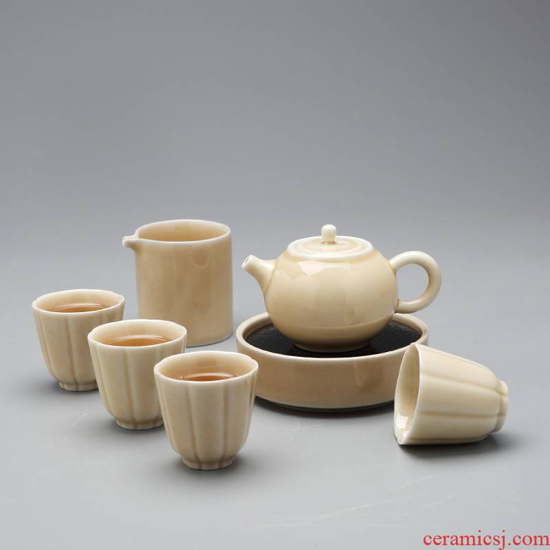 Jingdezhen agate glaze kung fu tea set teapot teacup home sitting room ceramic water tea tray was small cups
