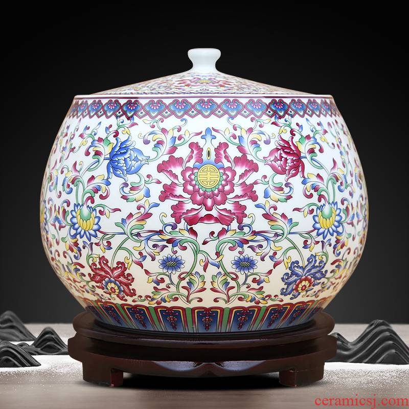 Jingdezhen ceramics new Chinese style tea pot storage tank handicraft furnishing articles sitting room porch office decoration