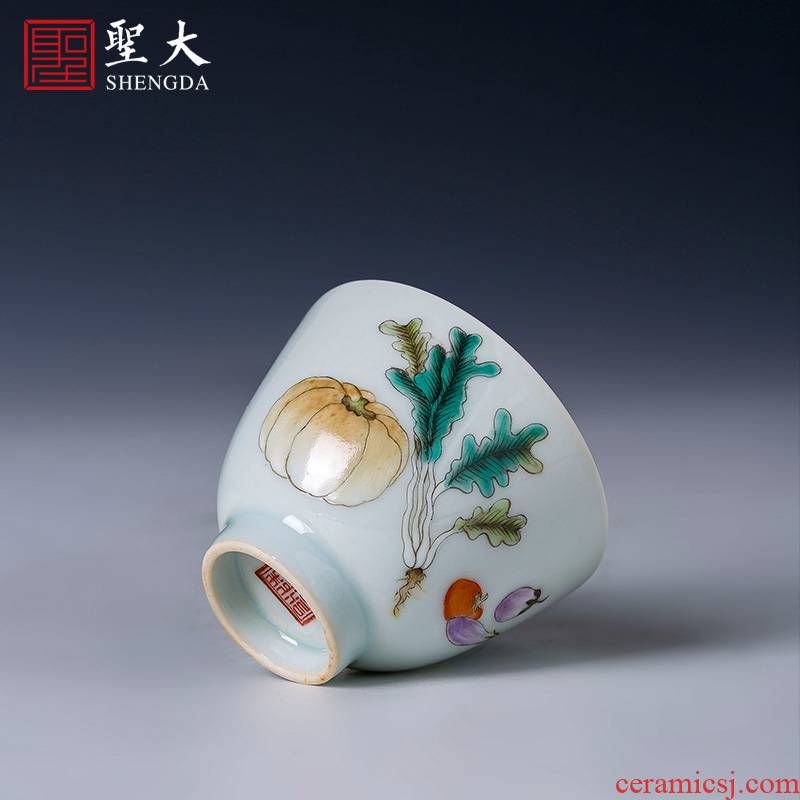 Holy big cup sample tea cup manual hand - made ceramic kungfu pastel fruits and vegetables grain masters cup of jingdezhen tea service by hand