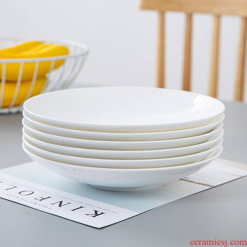 Jingdezhen porcelain white household ipads porcelain tableware deep pure white porcelain dish plate plate plate more than 0