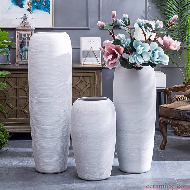Jingdezhen coarse pottery Nordic white vase of large sitting room dry flower arranging flowers decorative furnishing articles contracted and I wind