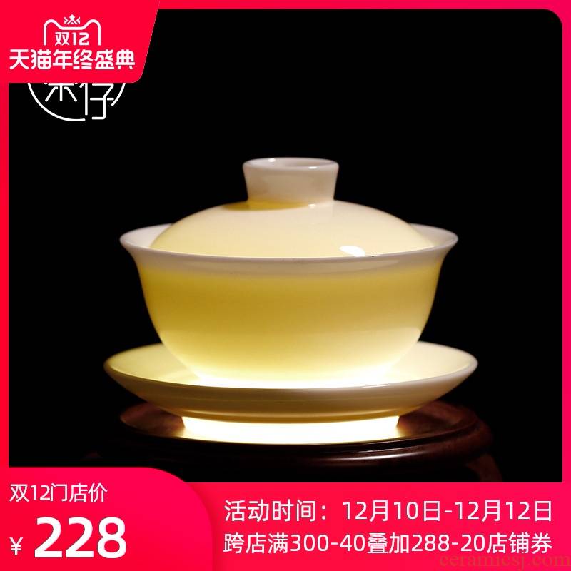 Kung fu tea tureen of pottery and porcelain teacup high dehua white porcelain bowl with thin body only three tureen tea bowl of tea