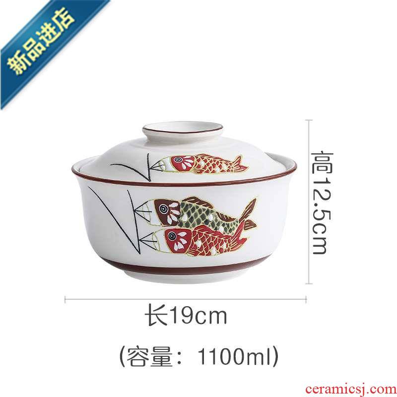 18 household Porcelain fantastic with cover enamel jar with cover steaming bowl with cover high temperature resistant soup container with cover enamel