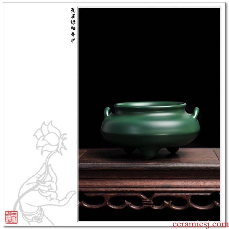 Offered home - cooked at flavour malachite green glaze flower capsule censer aroma of jingdezhen ceramic incense buner aroma stove by hand