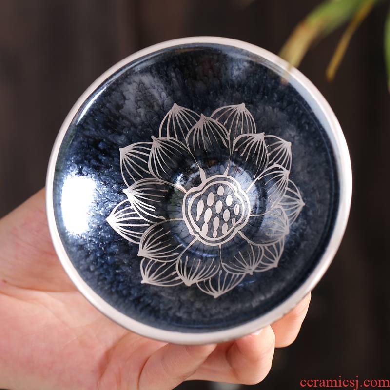 Tasted silver gilding hand - made small cup silver cup kung fu tea tea cups ceramic masters cup, a single sample tea cup bowl is light