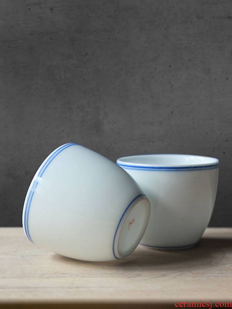 About Nine soil hand - made ceramic kung fu of blue and white porcelain cups sample tea cup tea zen Japanese kung fu tea tea set