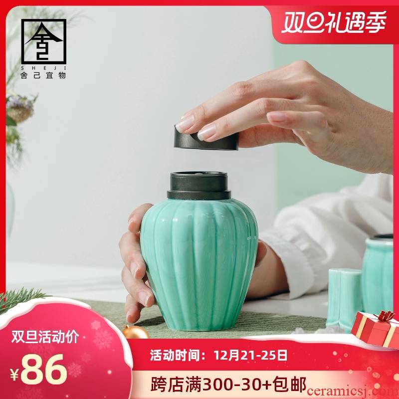 The Self - "appropriate content iris green tea pot seal pot small POTS jar of jingdezhen ceramic tea storage tanks