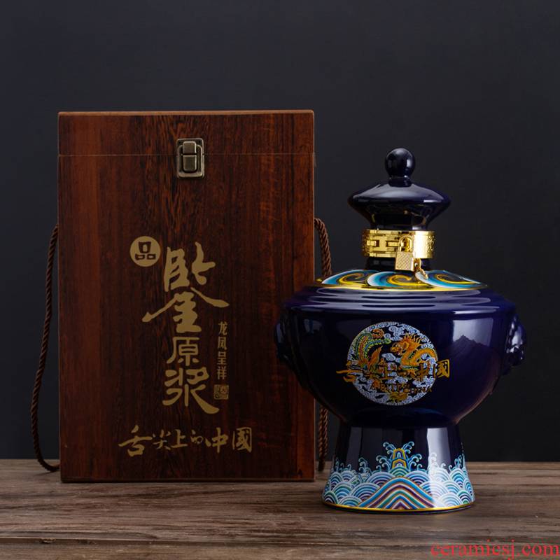 Jingdezhen ceramic bottle 1 catty 5 kg pack small jars liquor jar of archaize jars household sealed mercifully wine gift box