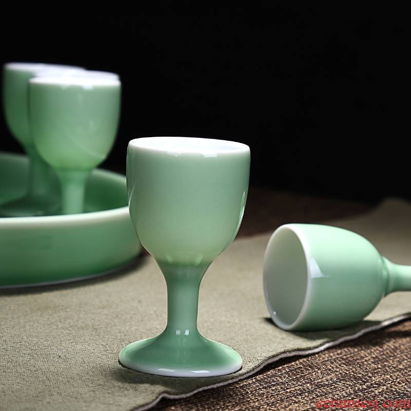 Qiao mu home wine goblet archaize celadon ceramic glass liquor gift